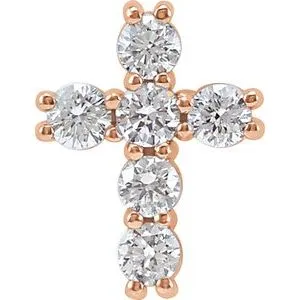 14K Rose 1 3/8 CTW Natural Diamond Cross Pendant