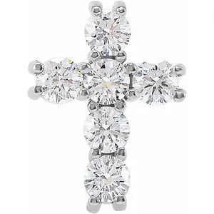 14K Rose 1 3/8 CTW Natural Diamond Cross Pendant
