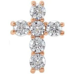 14K Rose 1 3/8 CTW Natural Diamond Cross Pendant
