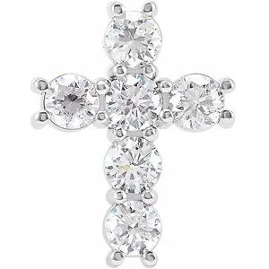 14K Rose 1 3/8 CTW Natural Diamond Cross Pendant