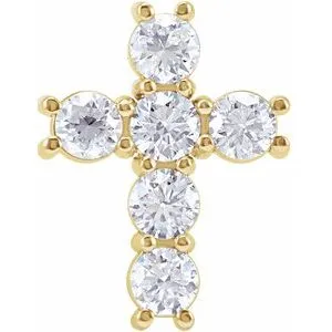 14K Rose 1 3/8 CTW Natural Diamond Cross Pendant