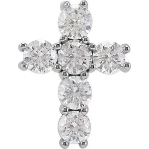 14K Rose 1 3/8 CTW Natural Diamond Cross Pendant