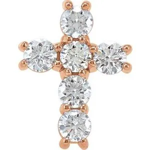 14K Rose 1 3/8 CTW Natural Diamond Cross Pendant