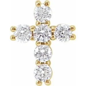 14K Rose 1 3/8 CTW Natural Diamond Cross Pendant