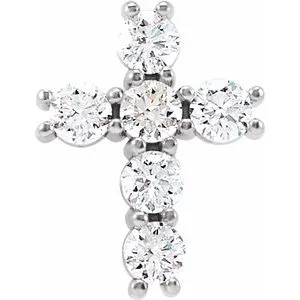 14K Rose 1 3/8 CTW Natural Diamond Cross Pendant
