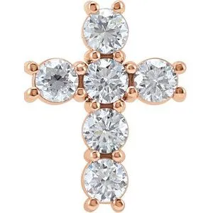 14K Rose 1 3/8 CTW Natural Diamond Cross Pendant