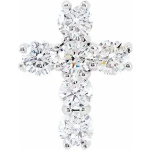 14K Rose 1 3/8 CTW Natural Diamond Cross Pendant