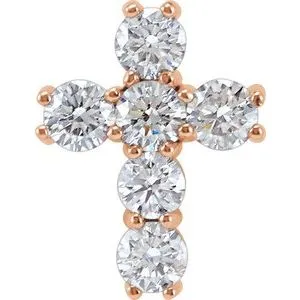 14K Rose 1 3/8 CTW Natural Diamond Cross Pendant