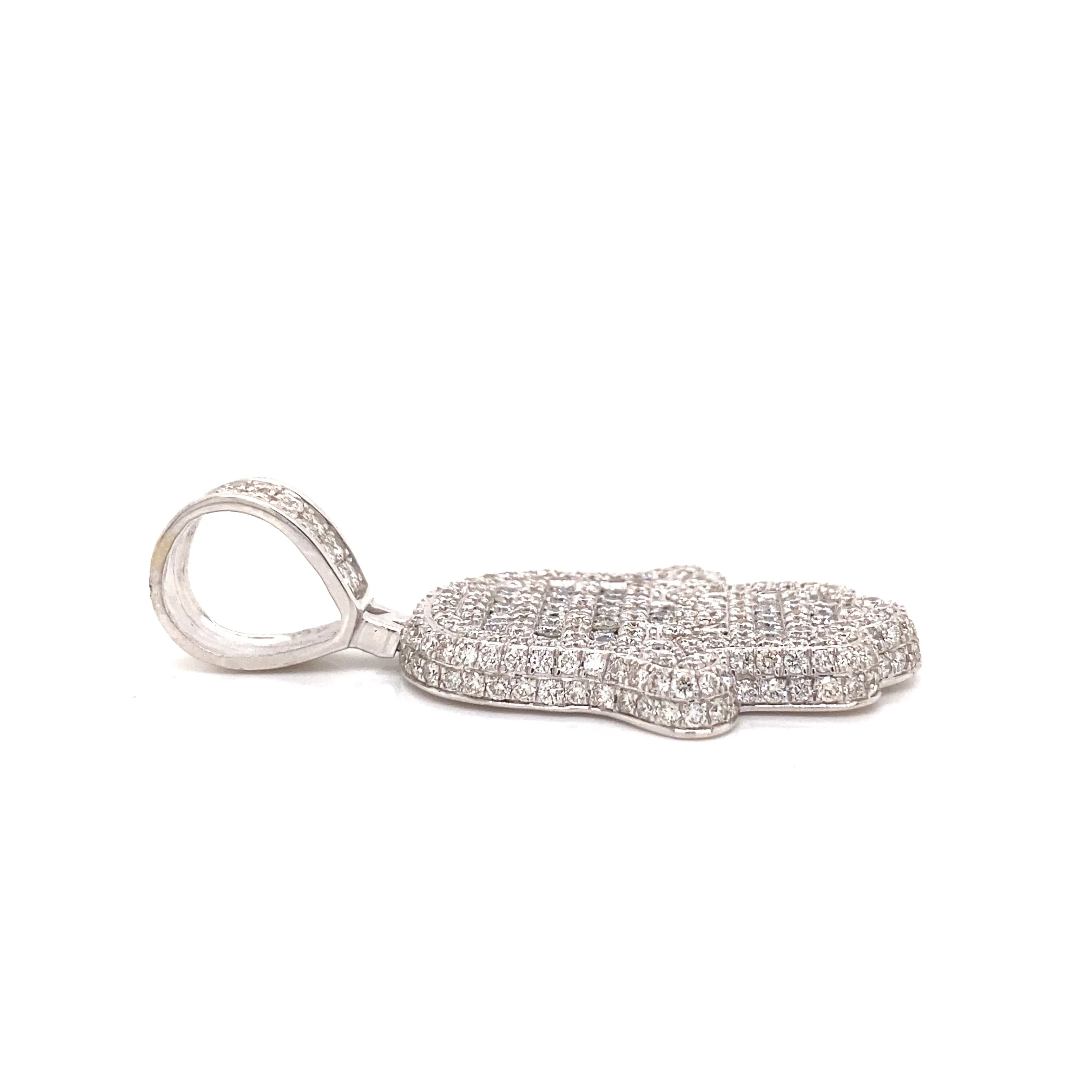 14k White Gold and Diamond Hamsa Pendant