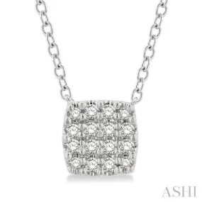 1/8 Ctw Cushion Shape Round Cut Diamond Petite Fashion Pendant With Chain in 10K White Gold