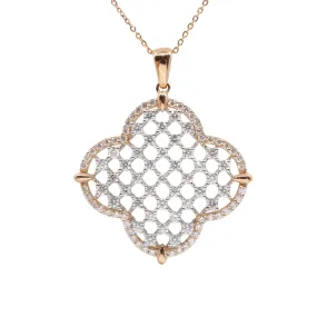 18K Rose Gold and White Gold Diamond Pendant - 20765989