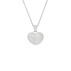 18k White Gold Tdw. 1.85CT Pave Diamond Heart Pendant - 20439965