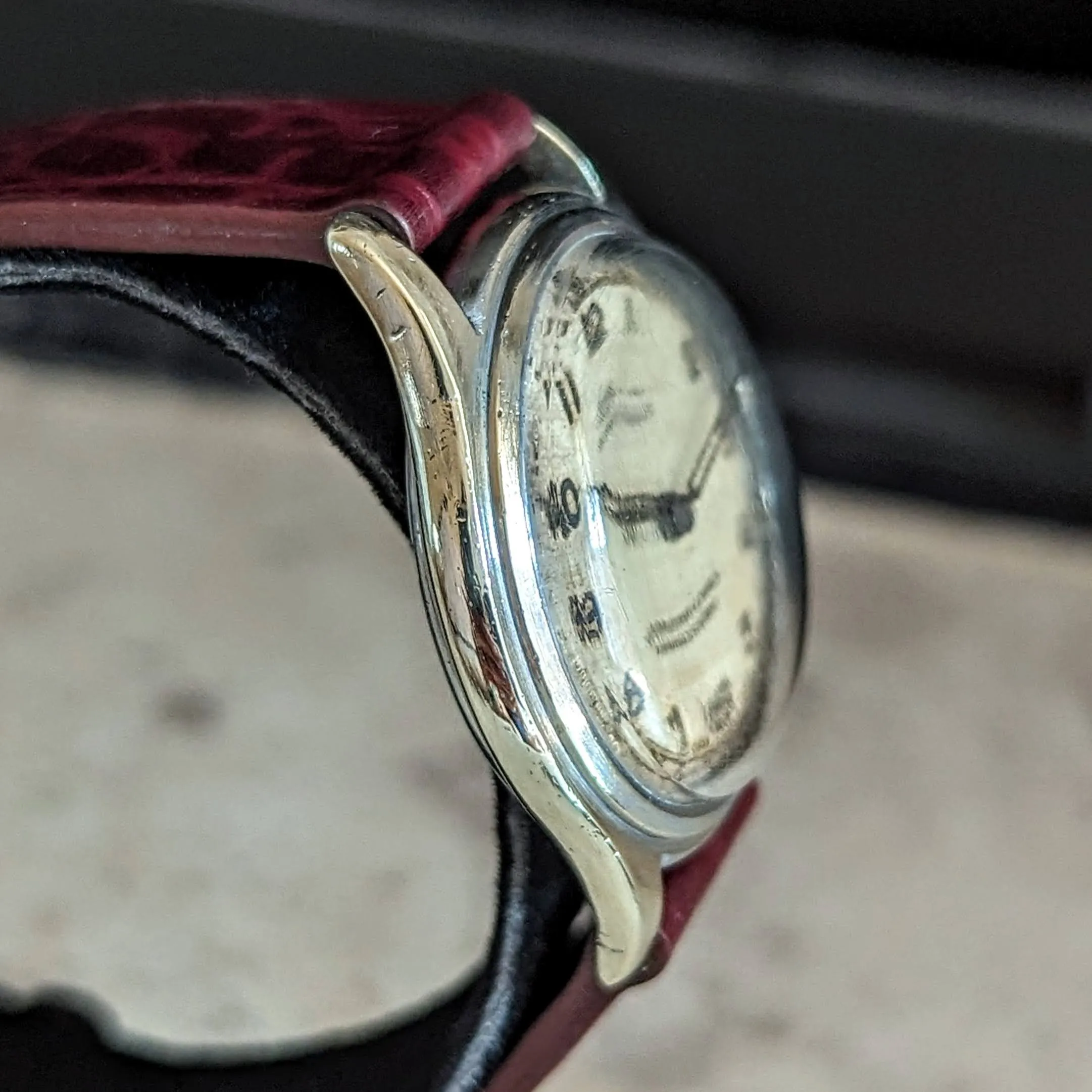1950's LANCO Sport Watch 15 Rubis Cal. 1064 Water & Shock Resistant Military Style Wristwatch
