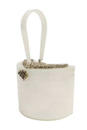 1950s Wilardy Pearlescent Half Moon Lucite Purse