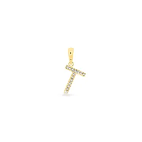 9K Gold Diamond 'T' Initial Pendant - DSSP-T