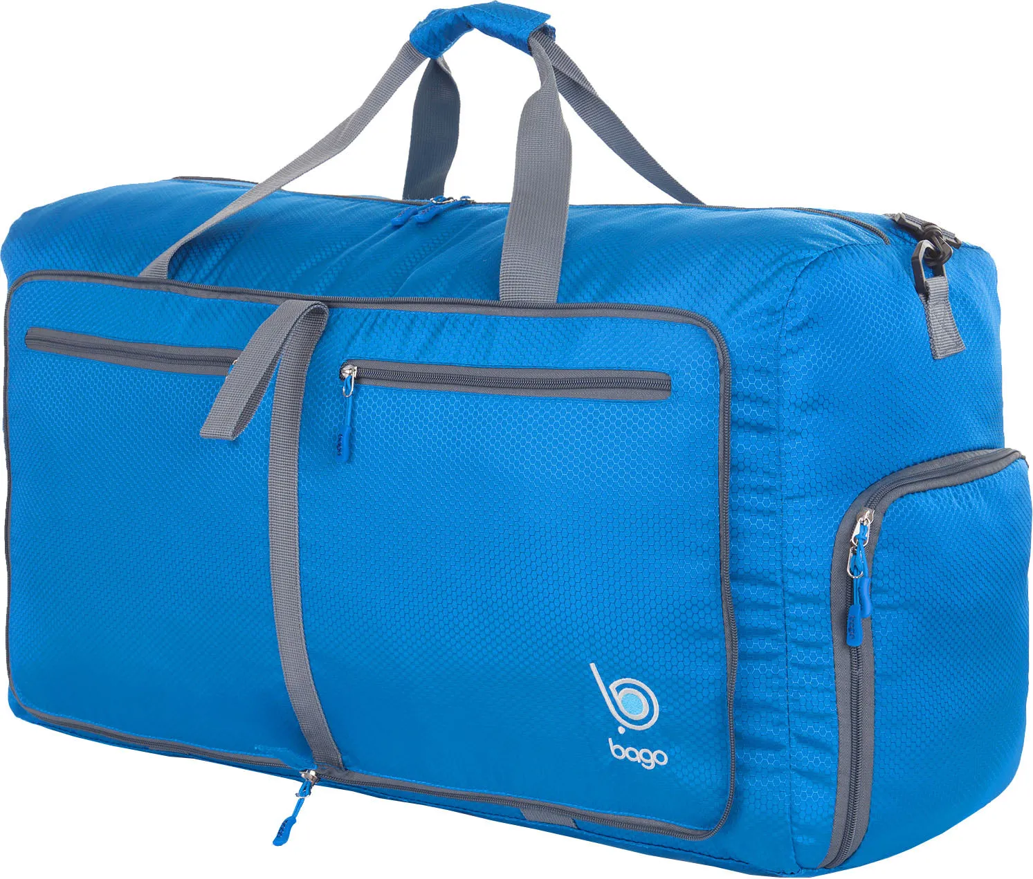 Bago Foldable Duffel Bags for Traveling Women & Men - 60L Medium Packable Duffle Bag for Travel with Shoe Compartment - Water Repellant, Heavy Duty, Lightweight Folding & Collapsible