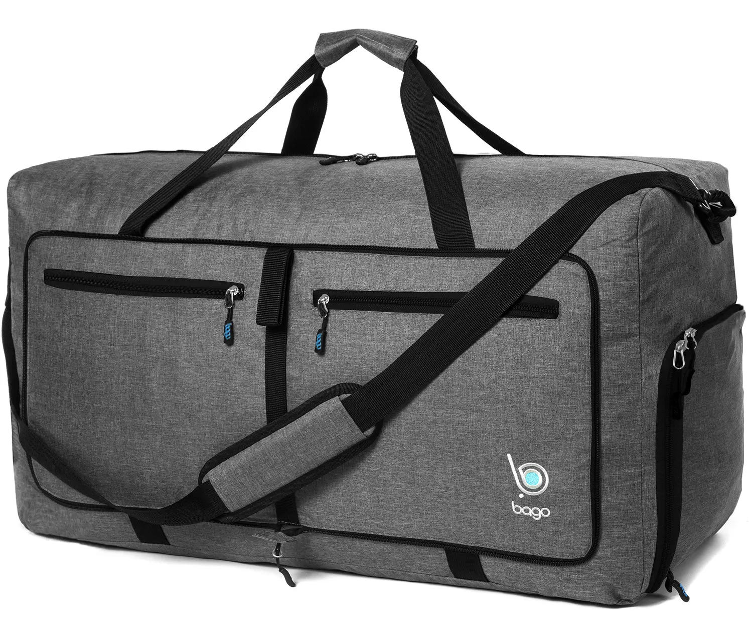 Bago Foldable Duffel Bags for Traveling Women & Men - 60L Medium Packable Duffle Bag for Travel with Shoe Compartment - Water Repellant, Heavy Duty, Lightweight Folding & Collapsible