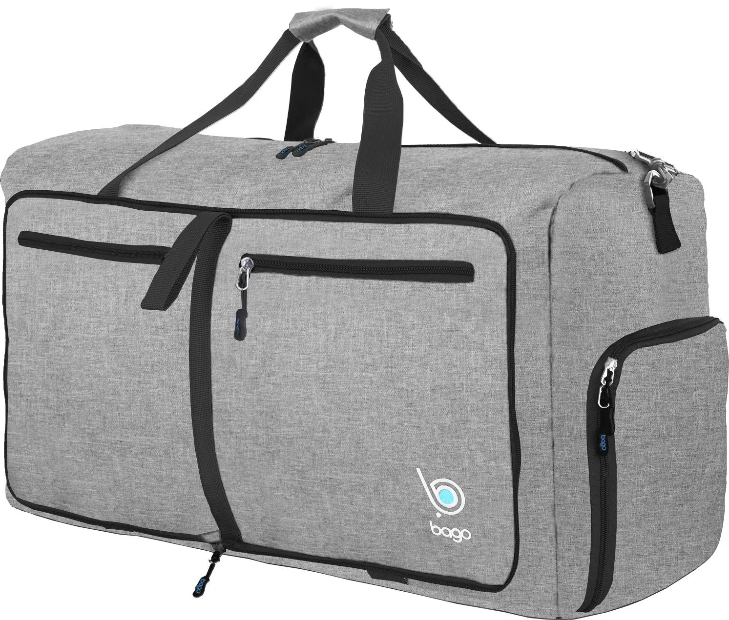 Bago Foldable Duffel Bags for Traveling Women & Men - 60L Medium Packable Duffle Bag for Travel with Shoe Compartment - Water Repellant, Heavy Duty, Lightweight Folding & Collapsible