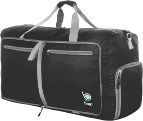 Bago Foldable Duffel Bags for Traveling Women & Men - 60L Medium Packable Duffle Bag for Travel with Shoe Compartment - Water Repellant, Heavy Duty, Lightweight Folding & Collapsible