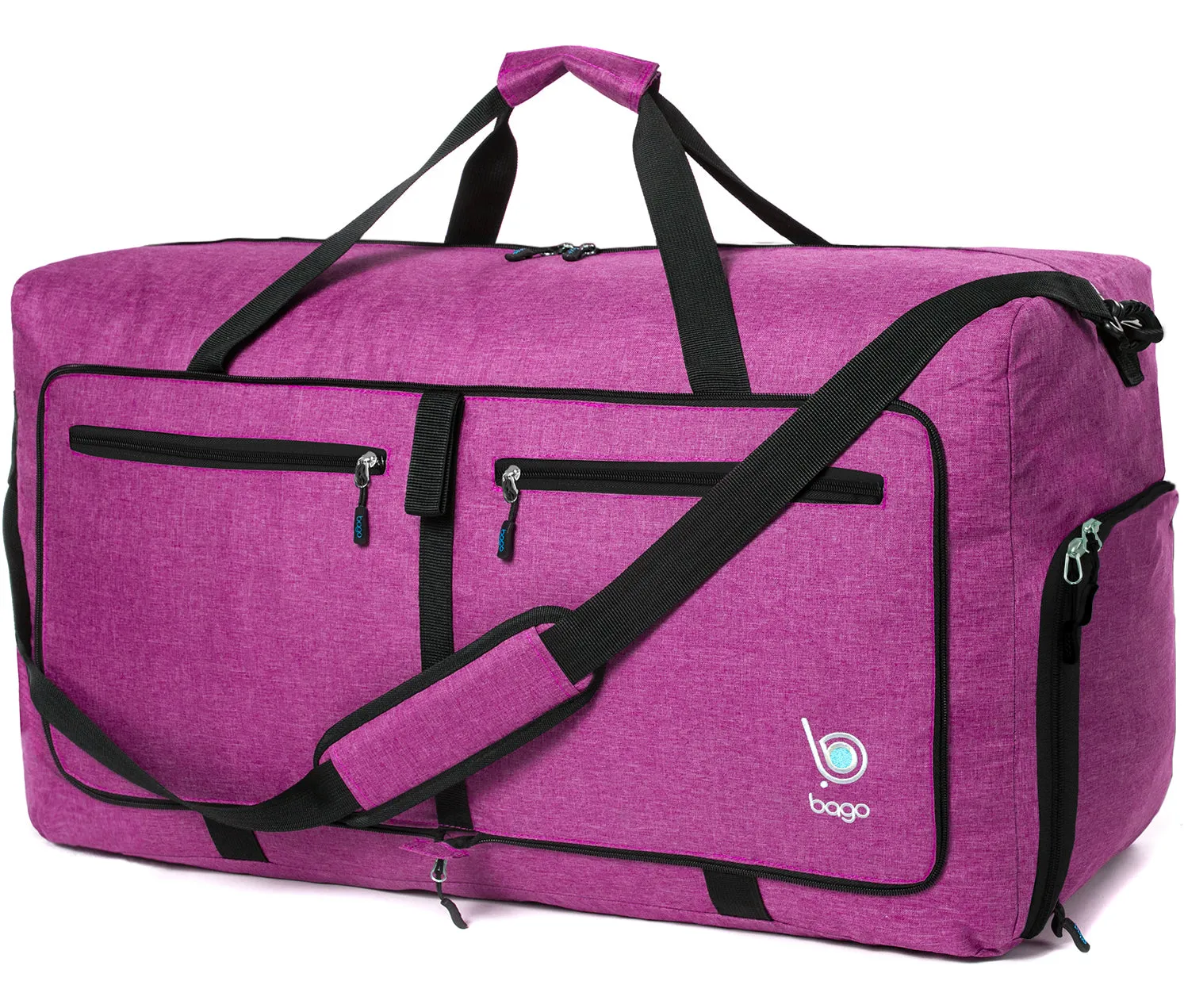 Bago Foldable Duffel Bags for Traveling Women & Men - 60L Medium Packable Duffle Bag for Travel with Shoe Compartment - Water Repellant, Heavy Duty, Lightweight Folding & Collapsible