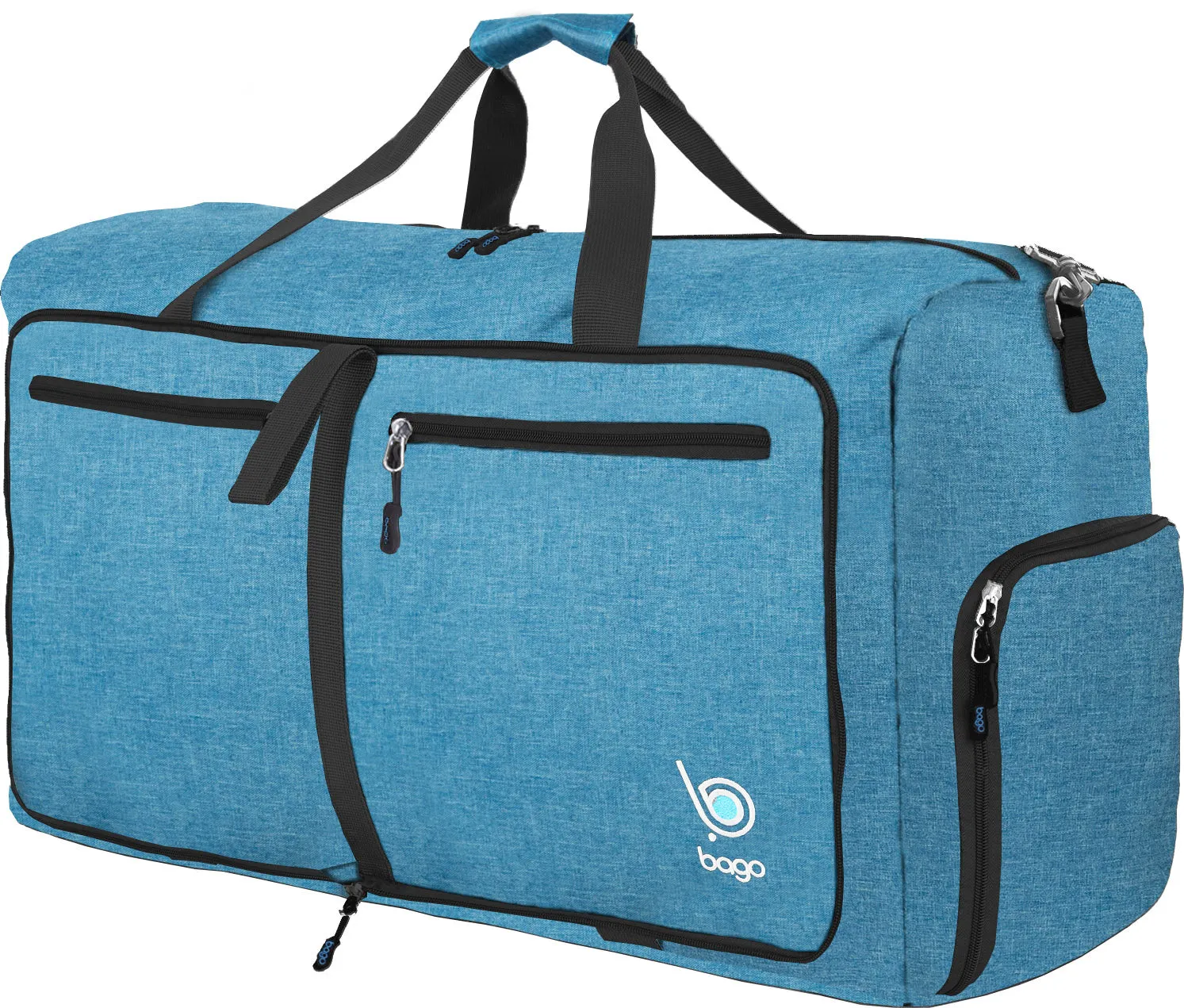 Bago Foldable Duffel Bags for Traveling Women & Men - 60L Medium Packable Duffle Bag for Travel with Shoe Compartment - Water Repellant, Heavy Duty, Lightweight Folding & Collapsible