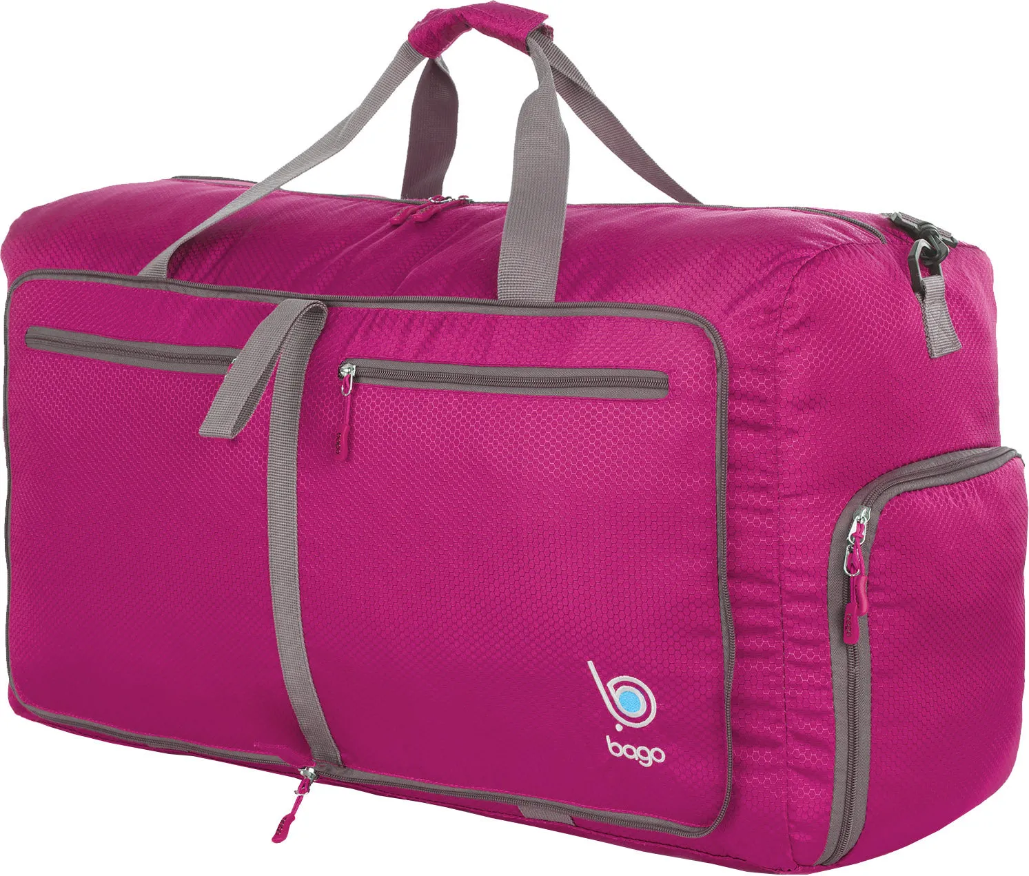Bago Foldable Duffel Bags for Traveling Women & Men - 60L Medium Packable Duffle Bag for Travel with Shoe Compartment - Water Repellant, Heavy Duty, Lightweight Folding & Collapsible