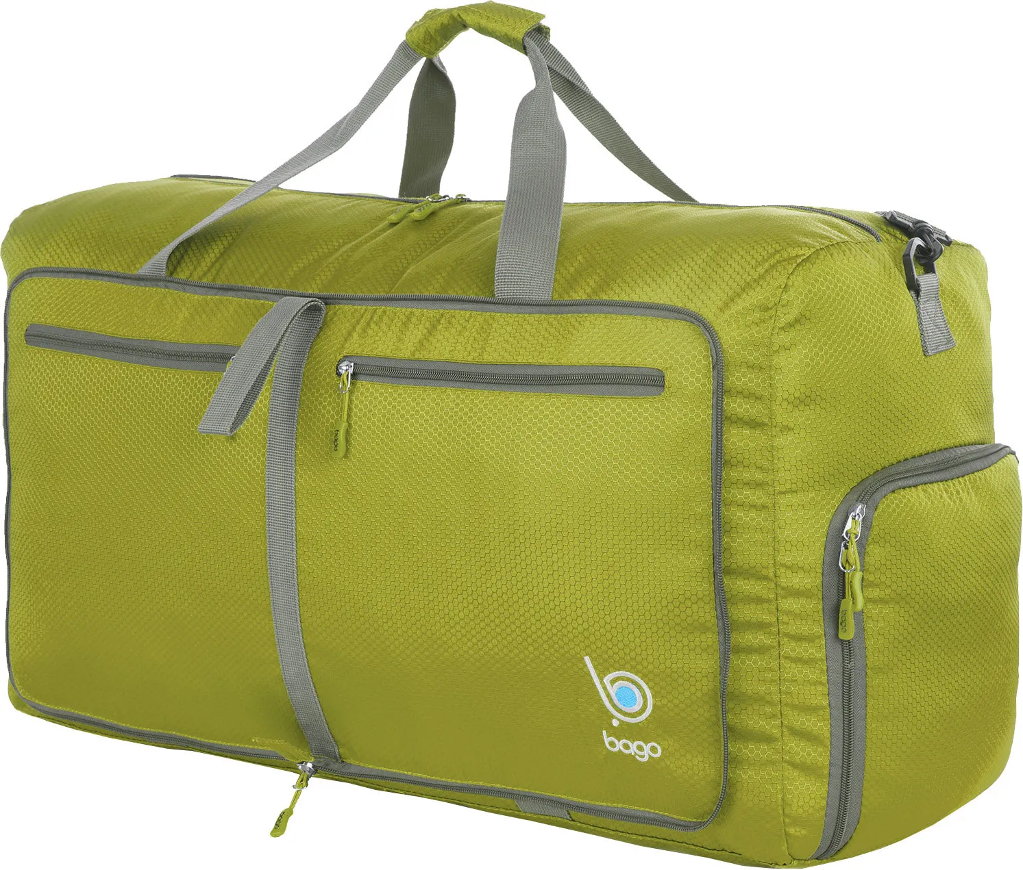 Bago Foldable Duffel Bags for Traveling Women & Men - 60L Medium Packable Duffle Bag for Travel with Shoe Compartment - Water Repellant, Heavy Duty, Lightweight Folding & Collapsible
