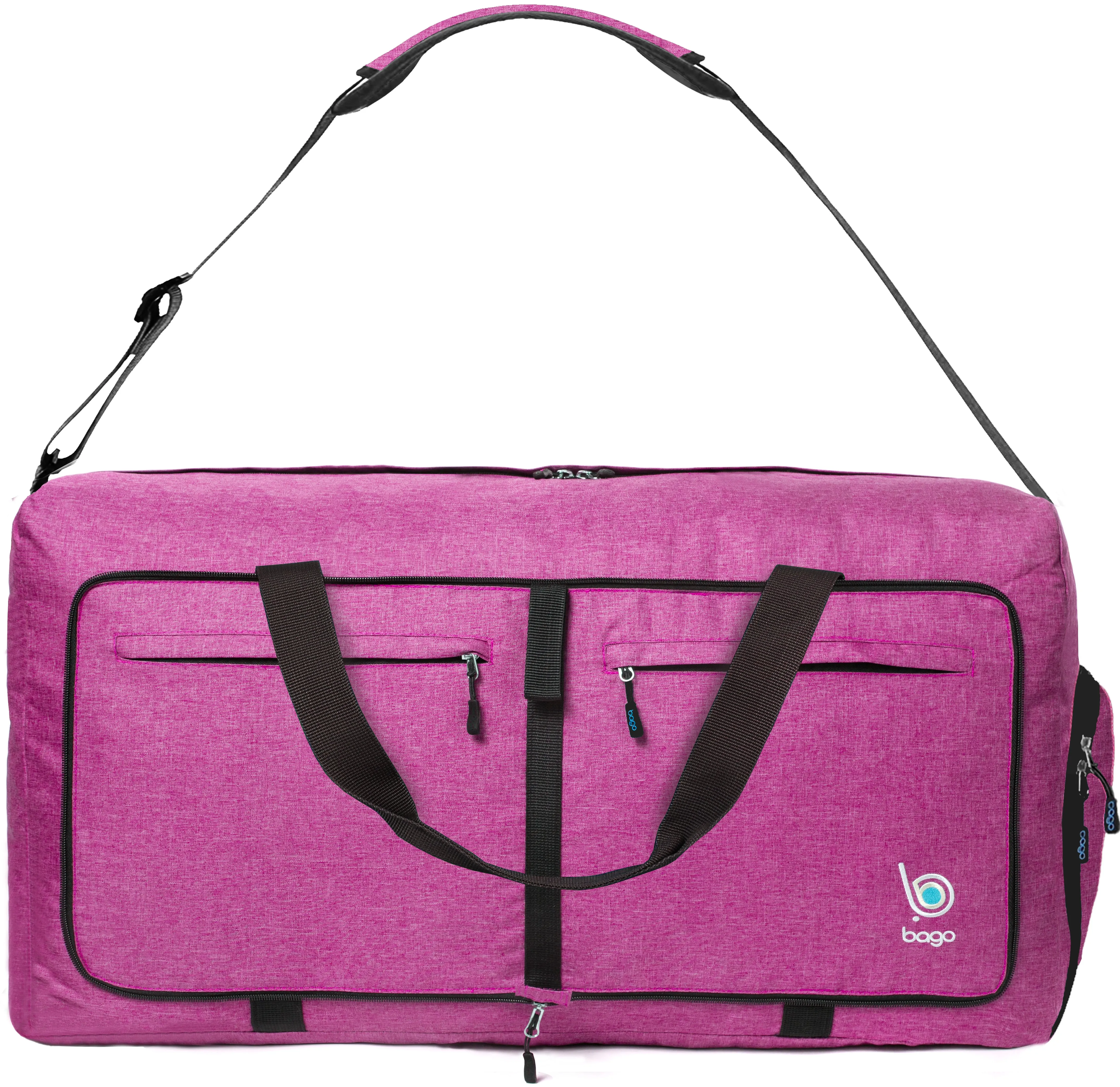 Bago Foldable Duffel Bags for Traveling Women & Men - 60L Medium Packable Duffle Bag for Travel with Shoe Compartment - Water Repellant, Heavy Duty, Lightweight Folding & Collapsible