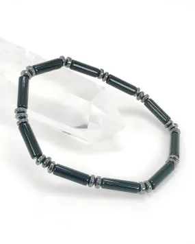 Black Agate Gemstone Tube Bracelet