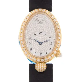Breguet Reine de Naples Diamond Pave Dial Black Satin Ladies Watch 8928BA8D844DD0D 8928BA/8D/844.DD0D
