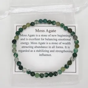 Children's Moss Agate 4mm Gemstone Bracelet
