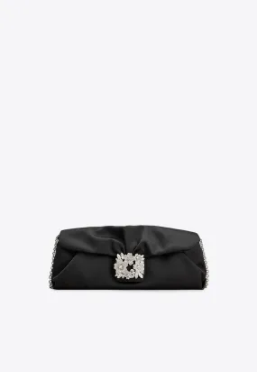 Efflorescence Buckle Embellished Satin Clutch