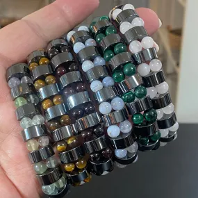 Gemstone and Hematite Bracelets