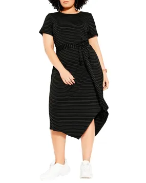 Hannah Striped Dress | Black / Tan