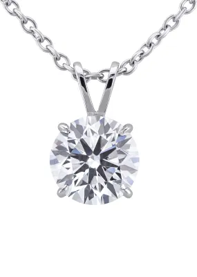 Lab Grown Round Cut Diamond Solitaire Pendant /  Necklace