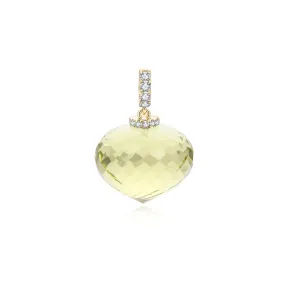 Lemon Quartz White Diamond Pendant
