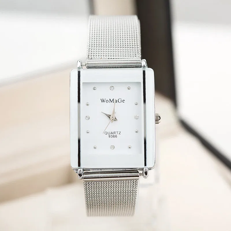Luxury Brand Rectangle Women Watch Mesh Belt Quartz Watch Women Wristwatch Lady Dress Watch