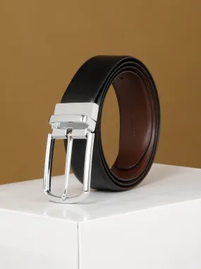 Men's Black & Brown Solid Reversible Leather Belt