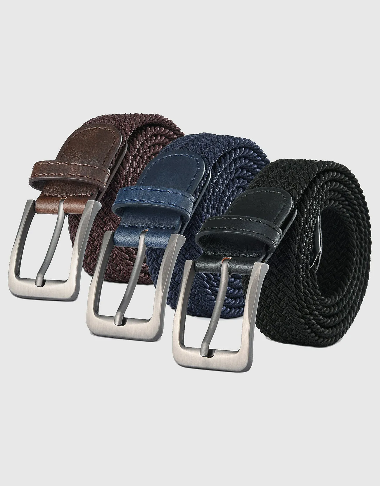 Men's Elastic Braided Stretch Belt-3 Pack