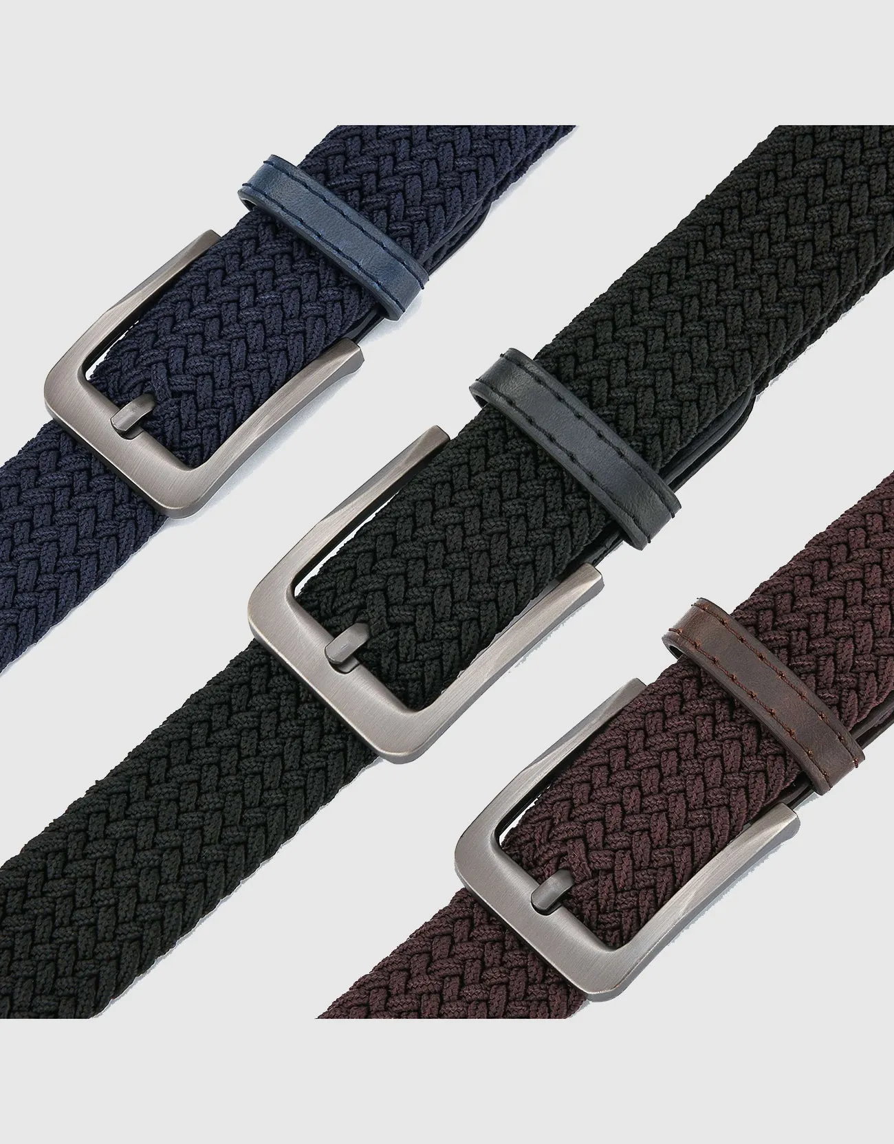 Men's Elastic Braided Stretch Belt-3 Pack