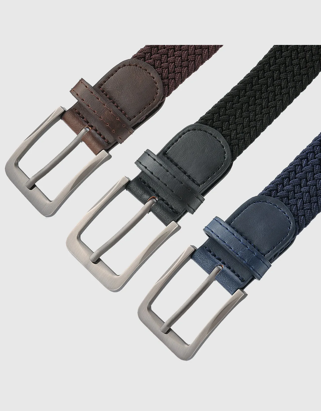 Men's Elastic Braided Stretch Belt-3 Pack