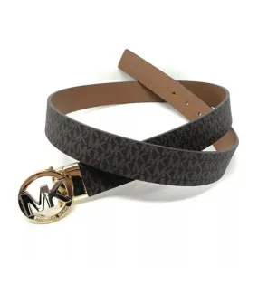 Michael Kors Women's Reversible MK Logo Belt Brown Tan Size XL