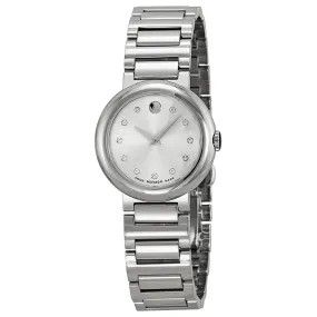 Movado Concerto Silver Dial Stainless Steel Ladies Watch 0606789
