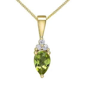 Pear-Shaped Peridot and Diamond Pendant