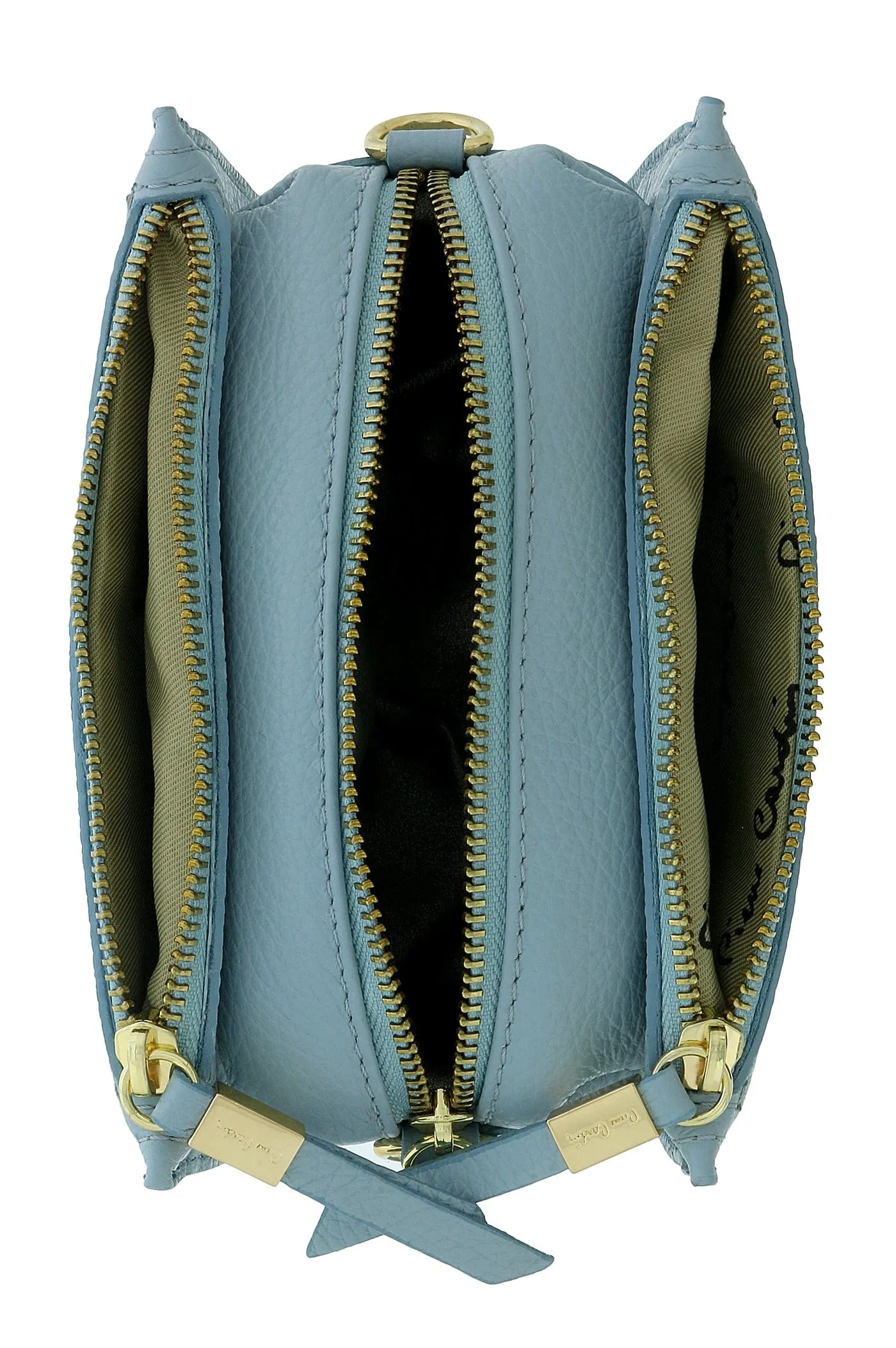 Pierre Cardin Light Blue Leather Small Structured Square Crossbody Bag
