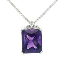 Radiant Cut Amethyst Pendant with Canadian Diamonds