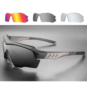 RockBros - Polarized UV Sports Glasses Bicycle Sunglasses   3 Interchangeable Lenses - Gray