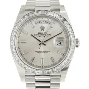 Rolex Day-Date 40 Automatic Chronometer Diamond Silver Dial Men's Watch 228396SDP