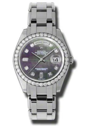 Rolex Day-Date Dark Mother Of Pearl Diamond Dial Platinum Automatic Men's Watch 18946BKMDPM