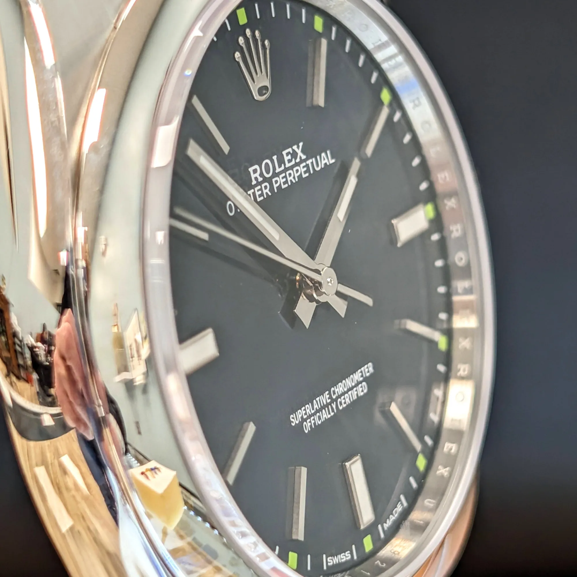 ROLEX Oyster Perpetual 39mm Ref. 114300 Blue Dial Superlative Chronometer Officially Certified Watch